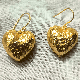 Hammered Heart dangle earring, Brass gold plated, Wholeslae brass jewelry